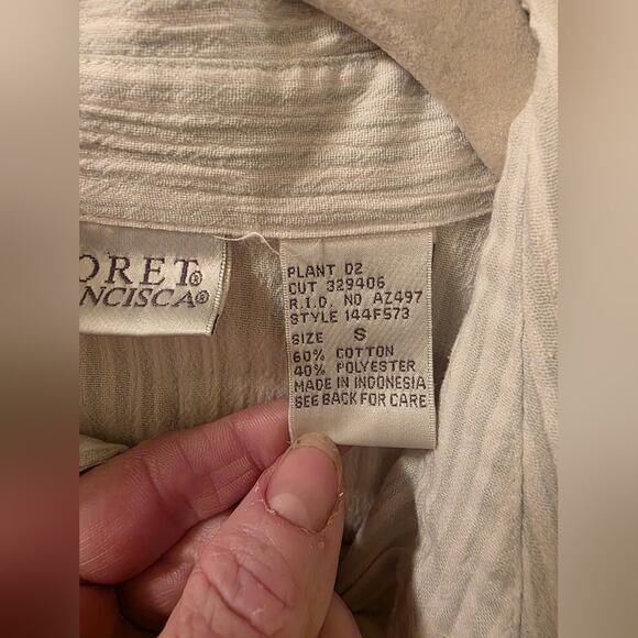 Vtg 90s Floral Embroidered Womens Pastel Striped Button Up Shirt Size S Koret - Picture 5 of 9